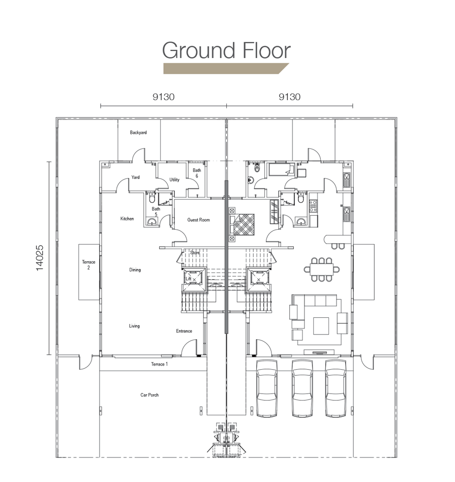 Sierra Hijauan - Type SD3 - Ground Floor Layout Plan