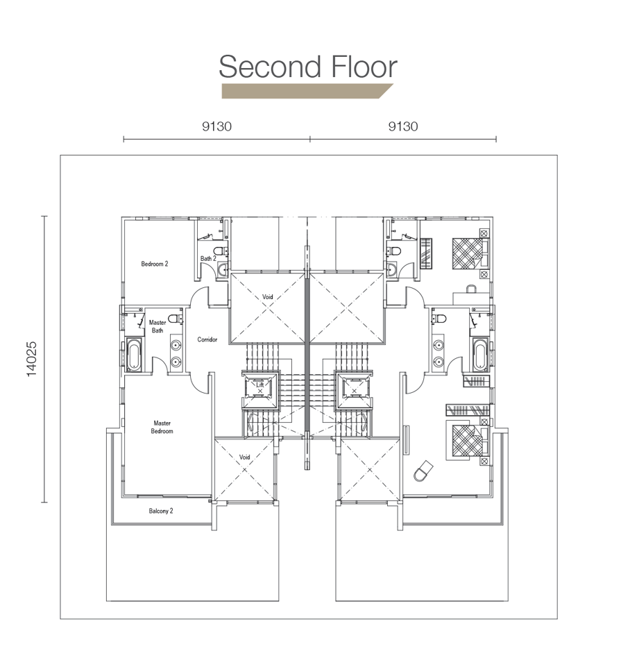 Sierra Hijauan - Type SD3 - Second Floor Layout Plan
